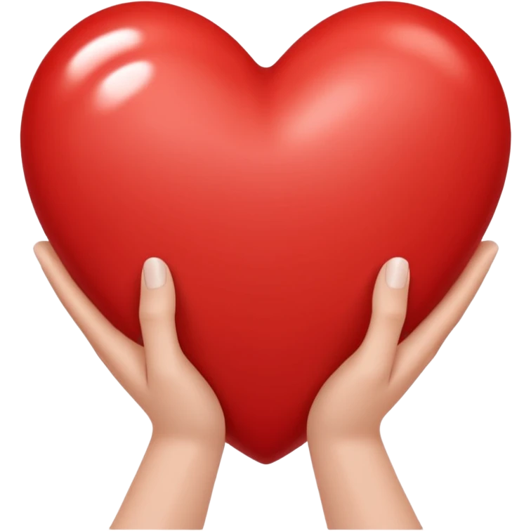 Red heart with two white hands emoji