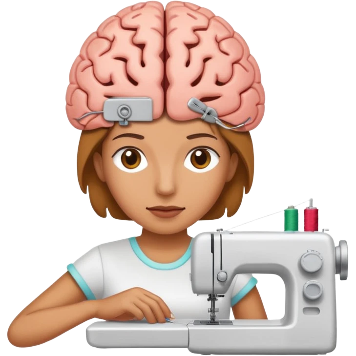 Una persona cosiendo un cerebro emoji