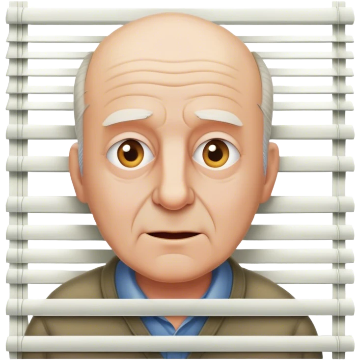 Balding old man gazing through blinds emoji