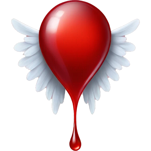 Blood drop with angel wings emoji