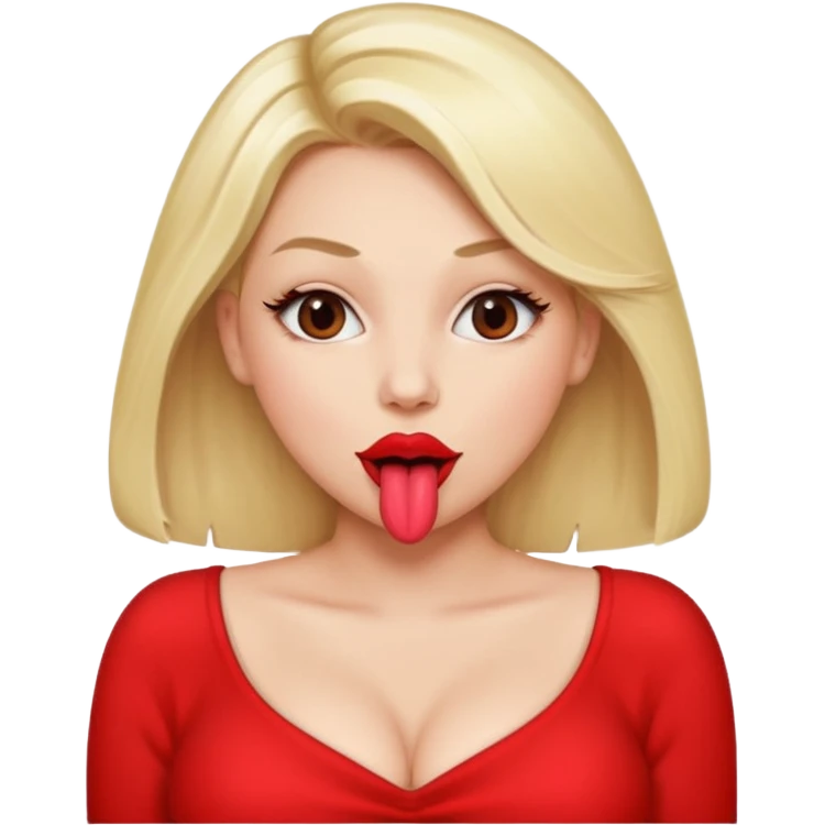 Naked blonde woman large breasts tongue out emoji