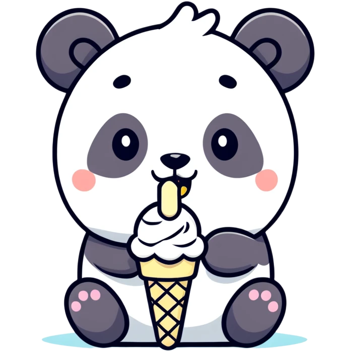 Panda eating ice cream emoji