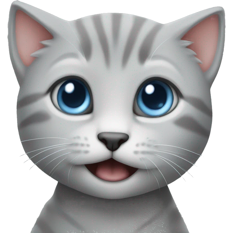 blue eyes grey kitten bites hand  emoji