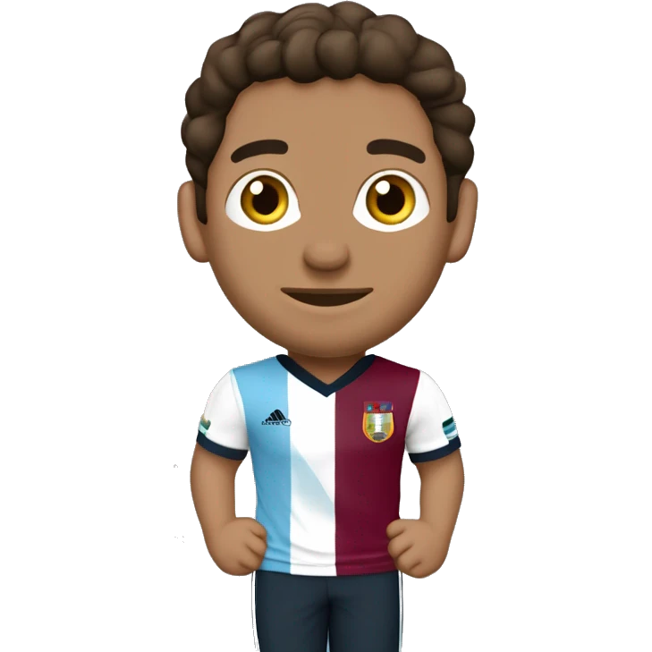 Novio venezolano con camiseta de la vinotinto moreno , con rulos y anteojos y nvia argentina con pelo ondulada y trigueña con camiseta de argentina emoji