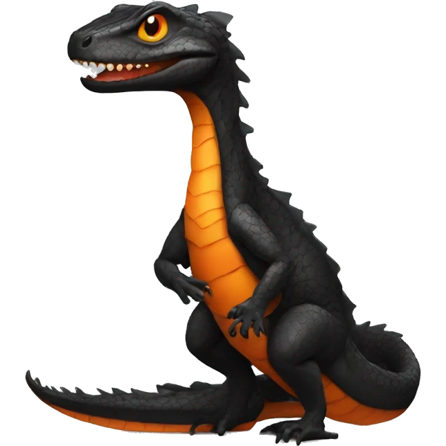 Black Shiny Reptile with Orange belly Full Body emoji