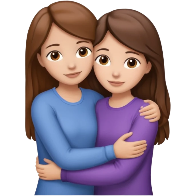 Abrazos de hermanas, una morena y otra castaña emoji