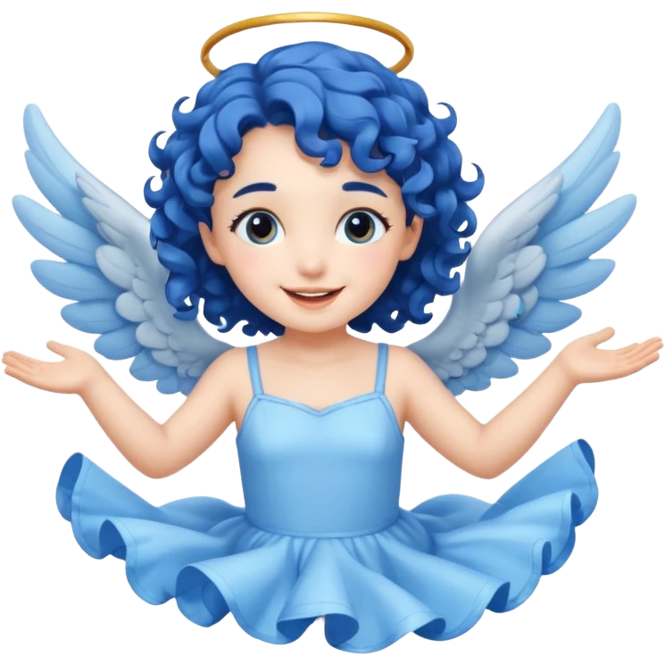 A playful angel girl with short blue curls, fluttering tiny wings as she floats.







 emoji