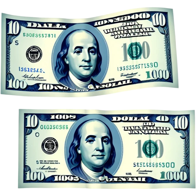 Blue hundred dollar bill emoji