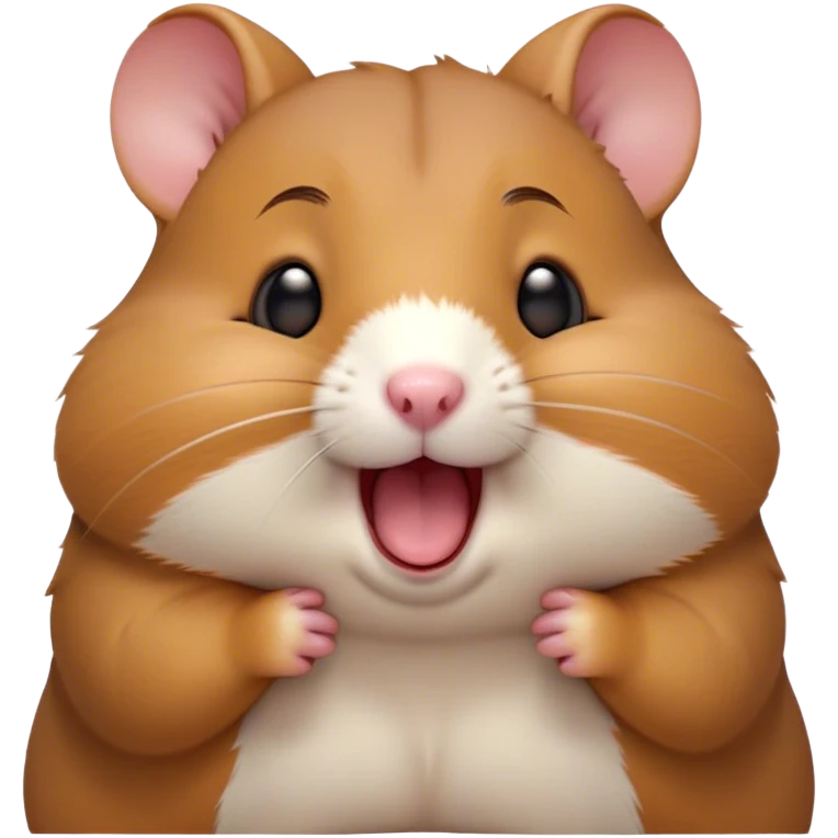 Cinematic Cute Yawning Brown Hamster Portrait Emoji, Head tilted slightly with a dramatic, wide-open yawn, showcasing a smooth, rich brown coat with tiny droopy ears, round dark eyes barely open in drowsy contentment, Simplified yet irresistibly adorable features, highly detailed, glowing with a soft, cozy glow, high shine, relaxed yet expressive, stylized with a touch of whimsy, bright and endearing, soft glowing outline, capturing the essence of a sleepy yet affectionate hamster, so drowsy it feels like it could stretch out of the screen and curl up for a nap! emoji