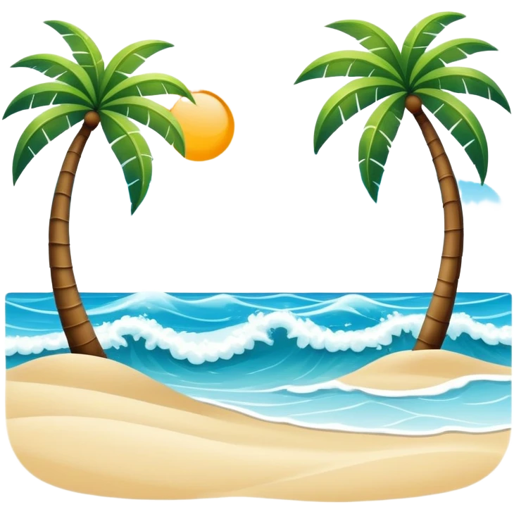 sunny beach with palm trees and waves emoji