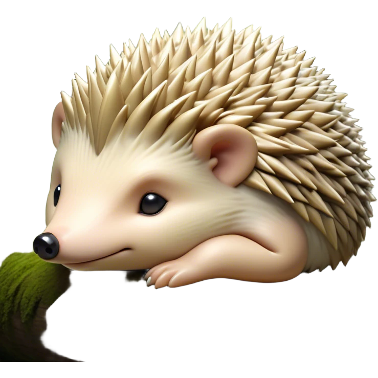 Beautiful and Majestic Hedgehog Portrait Emoji, Head and body resting in serene repose with a gentle, content smile, showcasing a delicately spiky yet soft body with eyes gently closed in peaceful slumber, Simplified yet exquisitely endearing features, highly detailed, glowing with a soft, drowsy forest light, high shine, relaxed and utterly enchanting, stylized with an air of timeless woodland majesty, soft glowing outline, capturing the essence of a beautiful and majestic hedgehog that embodies the serene charm of nature! emoji