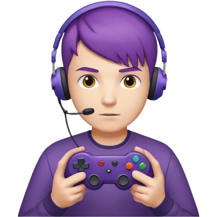 colored purple short male hair gamer game pad controller emoji