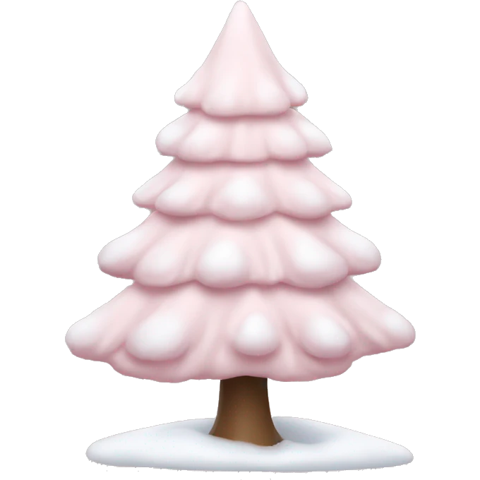 pale pink christmas tree with snow emoji