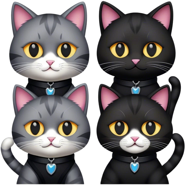 four rock star cats dressed in black emoji