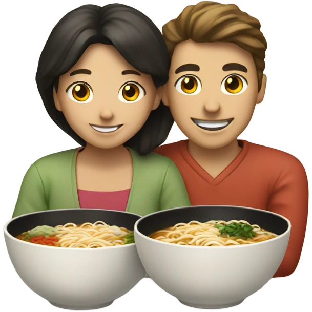 Man and women eating ramen  emoji