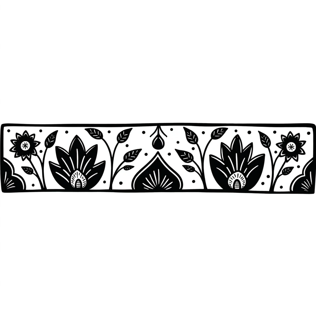 Traditional Indian border pattern with flowers emoji