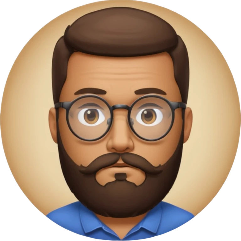 I need a simple emoji of a full bearded man with round glasses, serious expression emoji