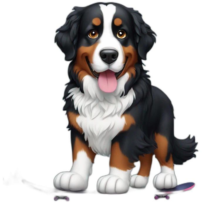 Bernese mountain dog snowskating emoji