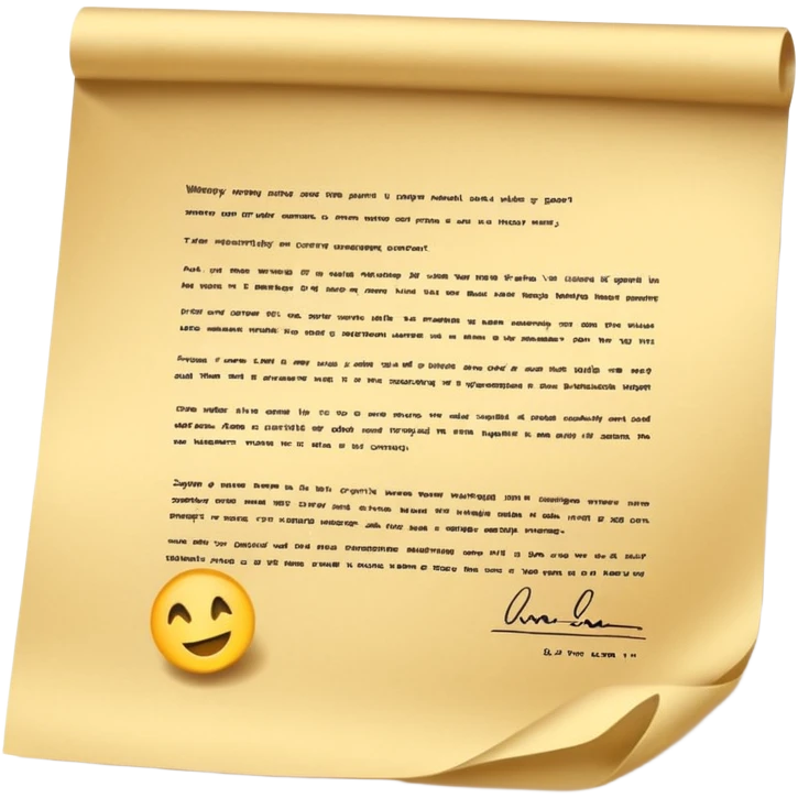 warranty contract golden paper signed, emoji
