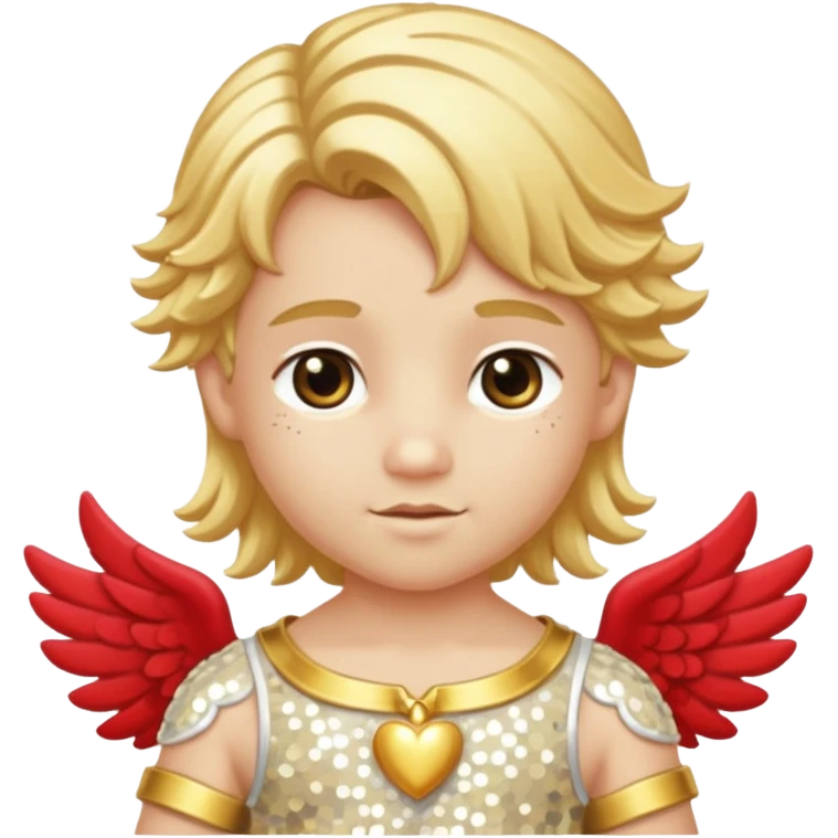 Cupid, God of Love from Gods and Goddesses with long golden blonde hair, cream sequin outfit emoji