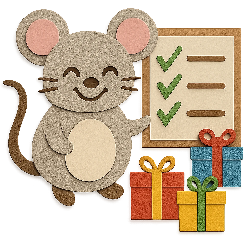 Change the mouse's face so the eyes have a laughing expression, while all other design elements remain unchanged emoji