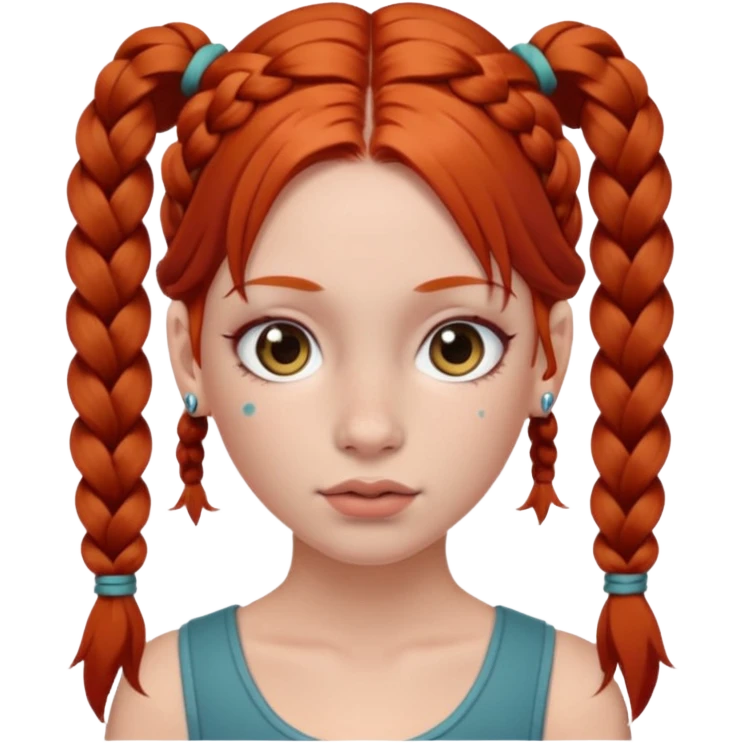 red head with 2 braided pigtails and nose piercings with rlly big titties emoji