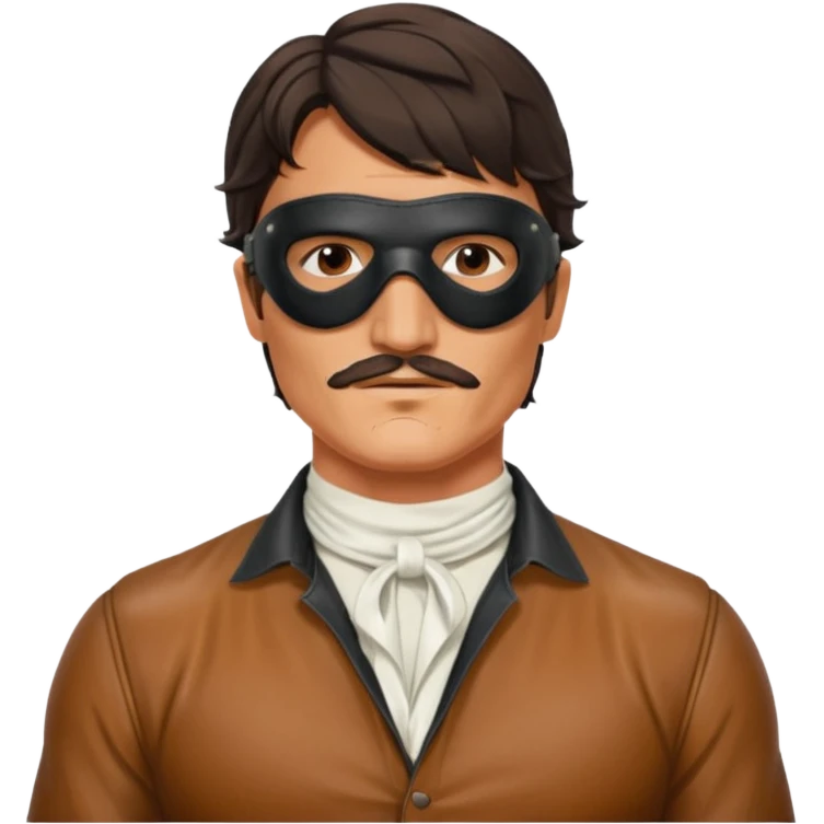 pedro pascal with leather eye mask and leather halter neck blouse emoji