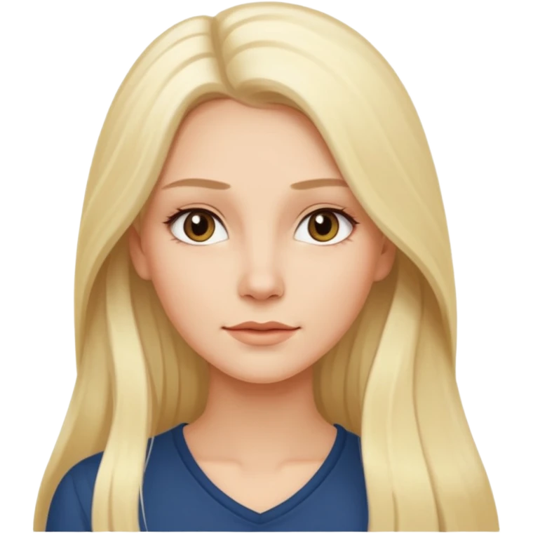 Stylized emoji portrait of a sexy long-haired white-blonde woman, confident expression, smooth skin, minimal makeup, full height  emoji