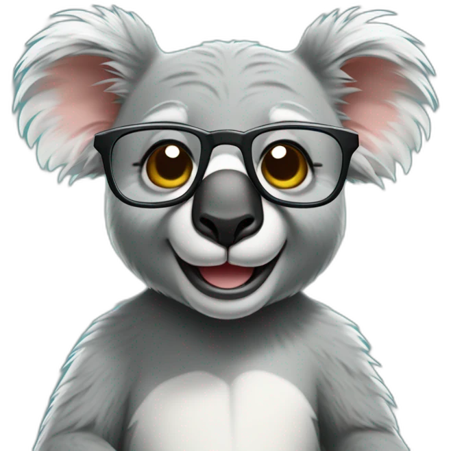 winking koala with glasses and crroked teeth emoji