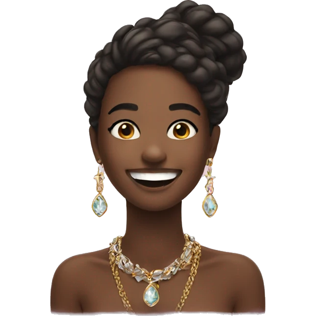 Girls smiling with jewelry emoji