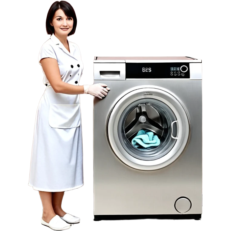 Eine Frau steckt bis zum Bauch in einer Waschmaschine fest und nur die Beine gucken raus und zwei schwarze männer ziehen an ihren Beinen um sie raus zu holen  emoji