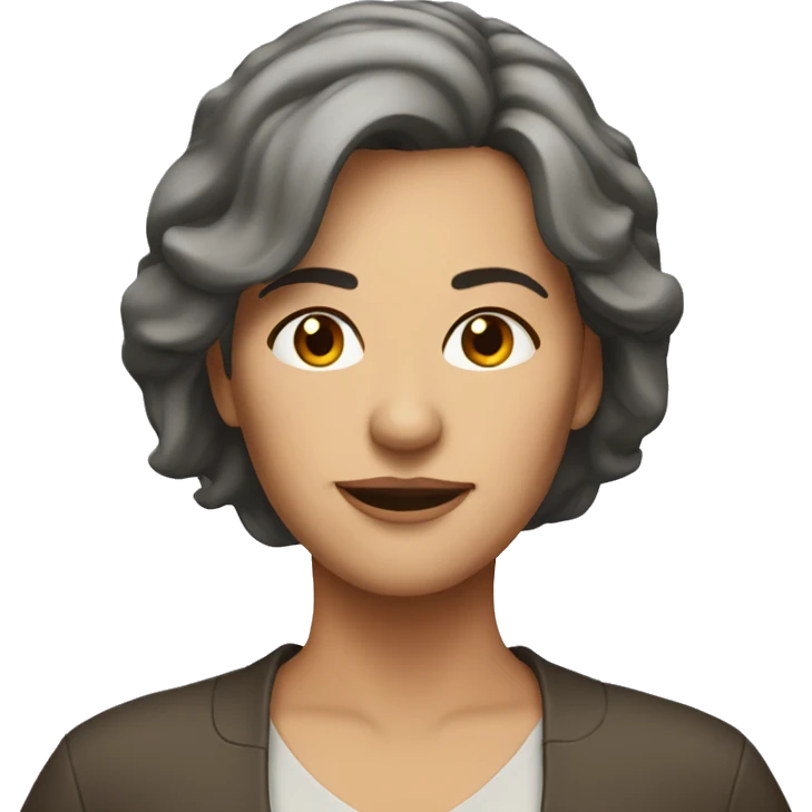 middle aged woman with dark brown mid length hair emoji