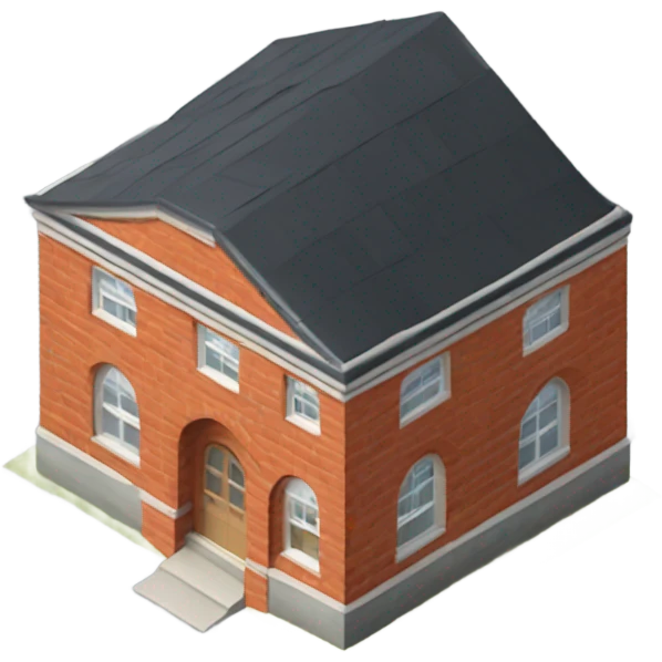 isometric red brick curved roof building emoji