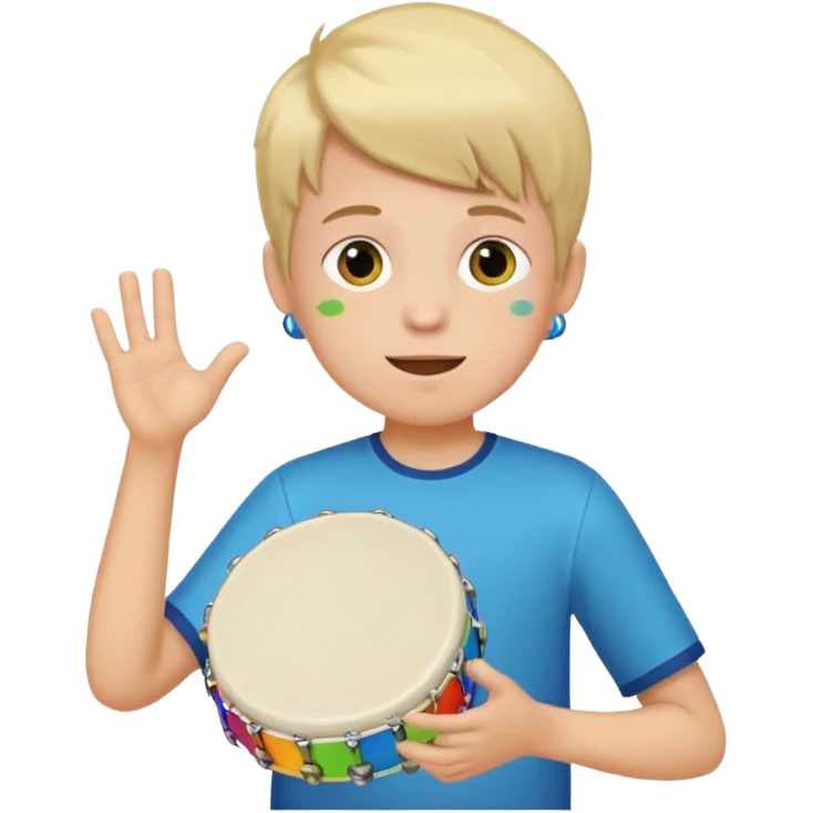 boy play colorful tambor emoji