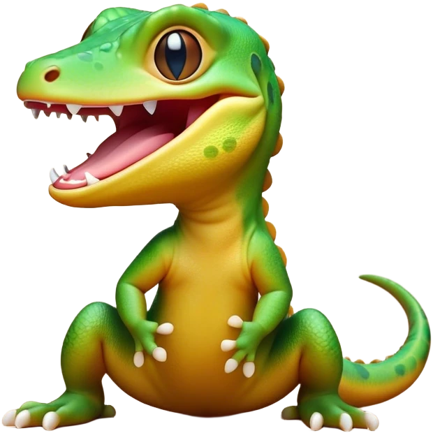 Cinematic Cute Yawning Gecko Portrait Emoji, Head tilted slightly with a dramatic, wide-open yawn, showcasing a compact, smooth-scaled body with slightly drooping eyelids and a relaxed, open-mouthed expression, Simplified yet irresistibly adorable features, highly detailed, glowing with a soft, cozy ambient glow, high shine, relaxed yet expressive, stylized with a hint of whimsical charm, soft glowing outline, capturing the essence of a drowsy yet affectionate gecko that appears ready to stretch out for a nap! emoji