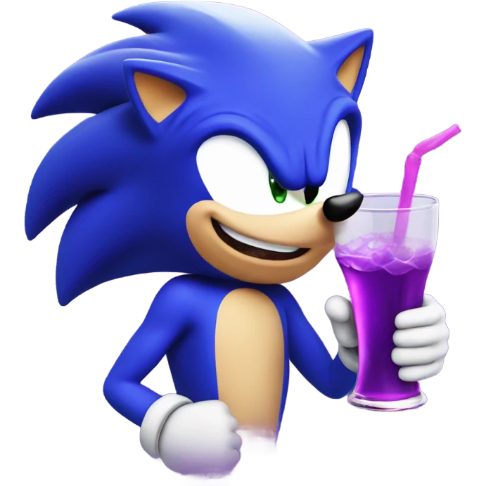 Sonic the hedgehog drinking purple bubbly drink emoji