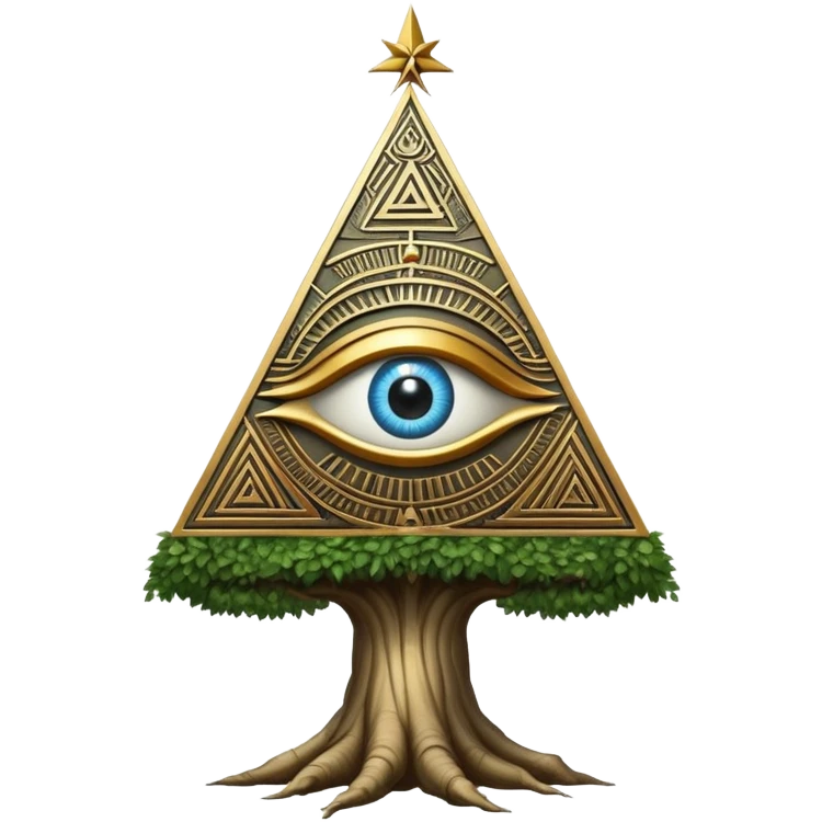 Annunaki tree from Garden of eden, that is actually a ancient tech antenna with illuminati all seeing eye in traingle symbol at the top emoji