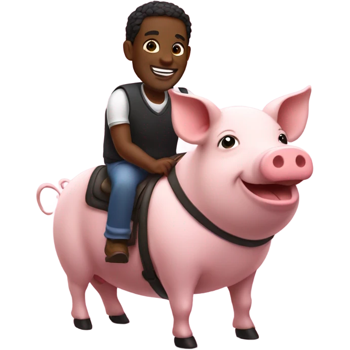 dark colored man riding a pig emoji