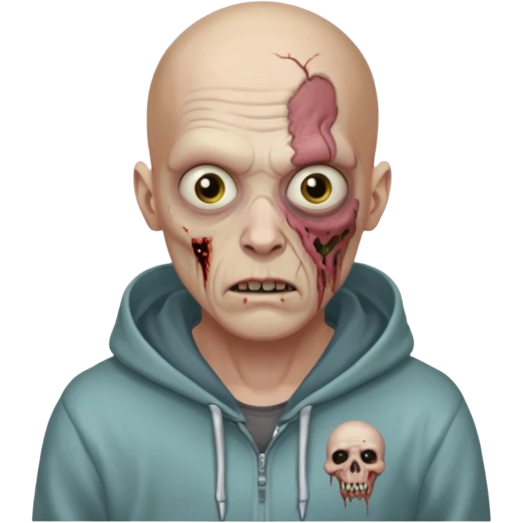bald zombie with "VOVA MALTSEV" hoodie emoji