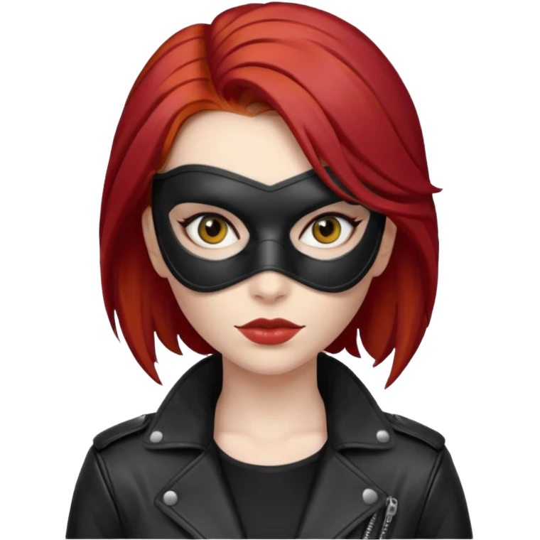 woman thief chic with robber mask and red hair emoji