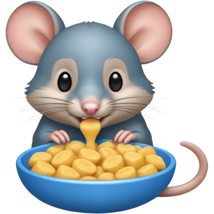raton gris comiendo gomita redonda azul emoji