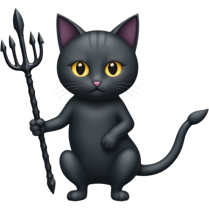 chat démoniaque qui tient un trident emoji