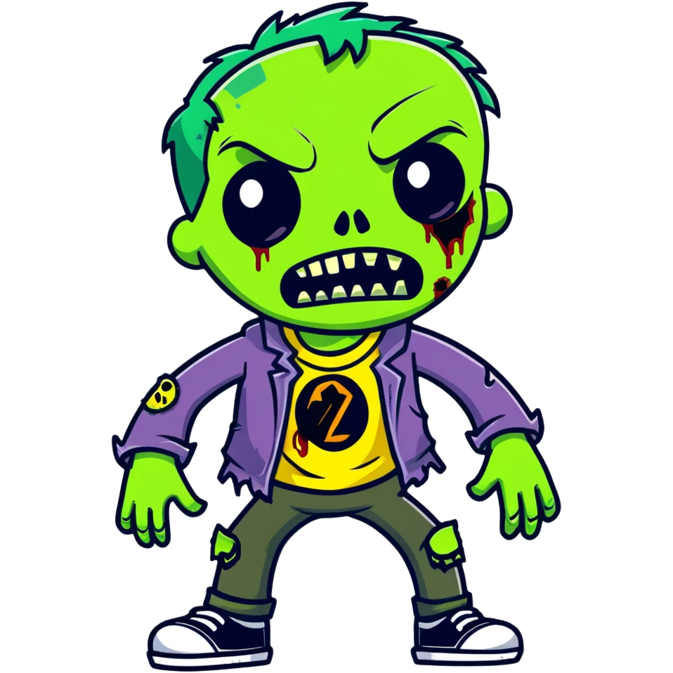 cartoon zombie with green skin and ragged clothes emoji