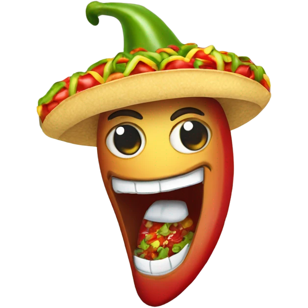 Chili pepper eat the taco ￼ emoji