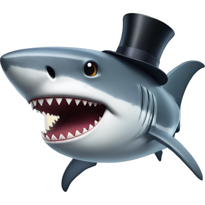 Shark with a top hat emoji