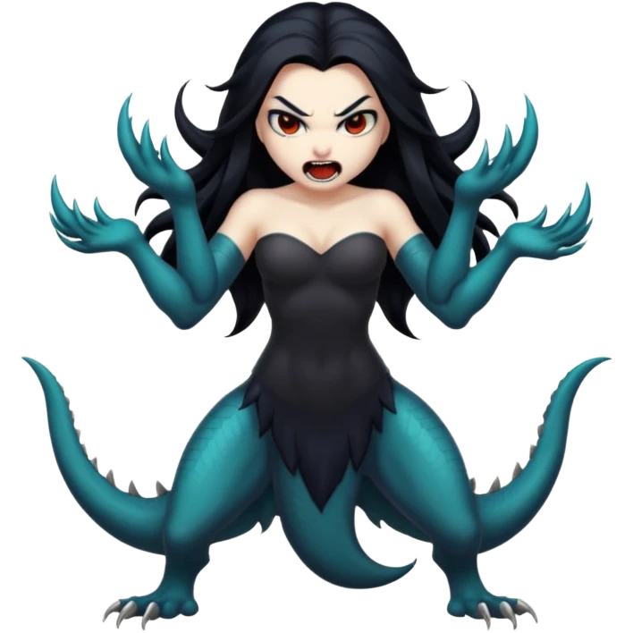 dark angry siren monster, full body emoji