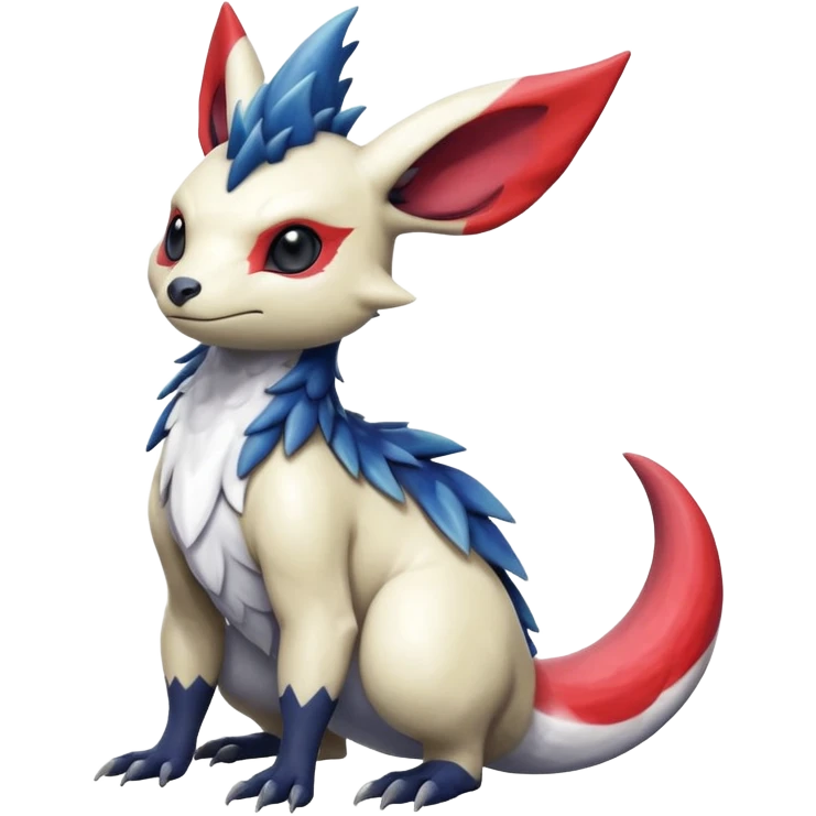 Scaly cute colorful exotic realistic painted smooth glossy Zangoose-Salandit-Minccino-Absol-fusion emoji