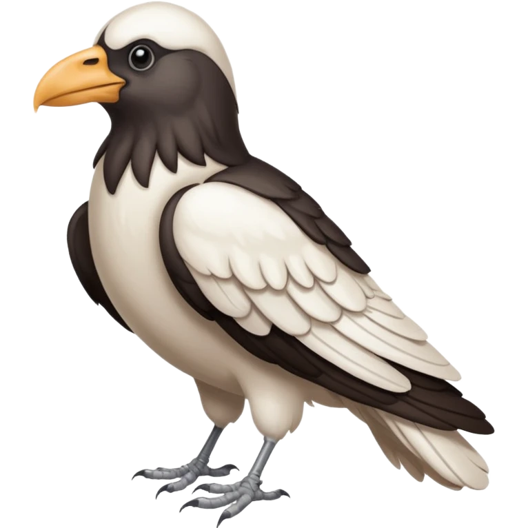 a white crow emoji with droopy wings emoji