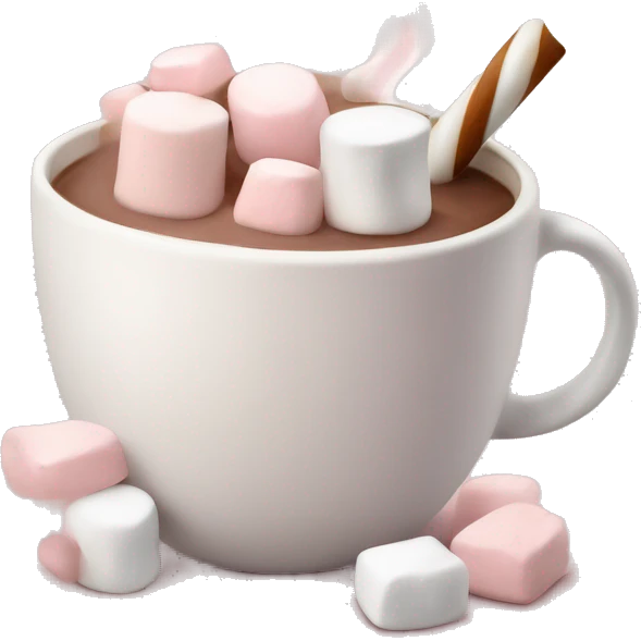 Light Pink mug of hot chocolate with marshmallows  emoji