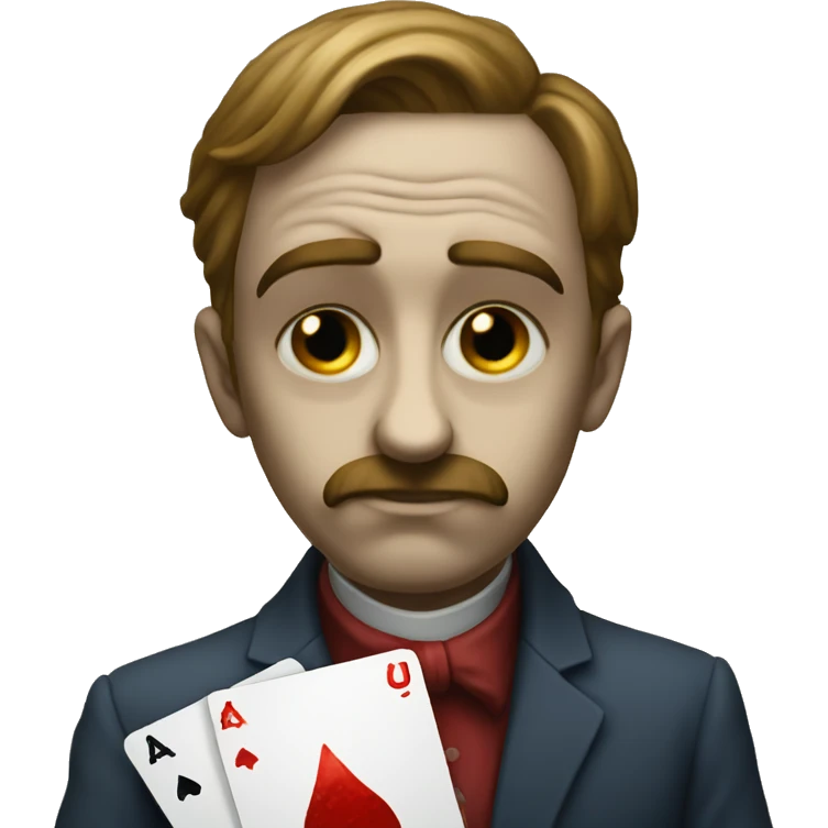 Poker face showing a painting of something sad emoji